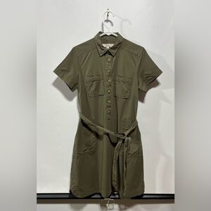 LOFT Army Green Belted Shirt Dress With Front Pockets Size Small New With Tags‎